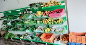 ivory colour retail display rack/storage rack with the front cap colour green. The colour is choosen by the customer as per their choice. Storage Racks
Fruits and vegetables racks